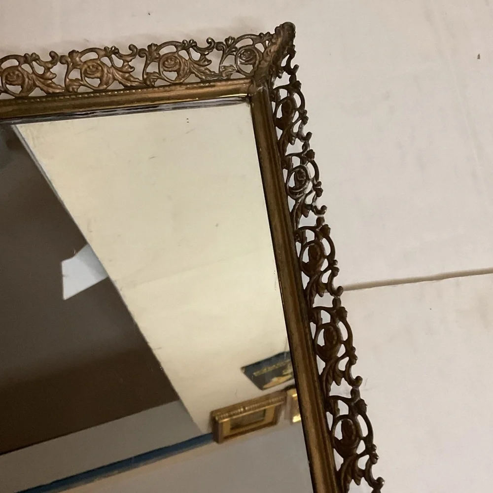 Vintage Ornate Gold Vanity tray or wall mirror